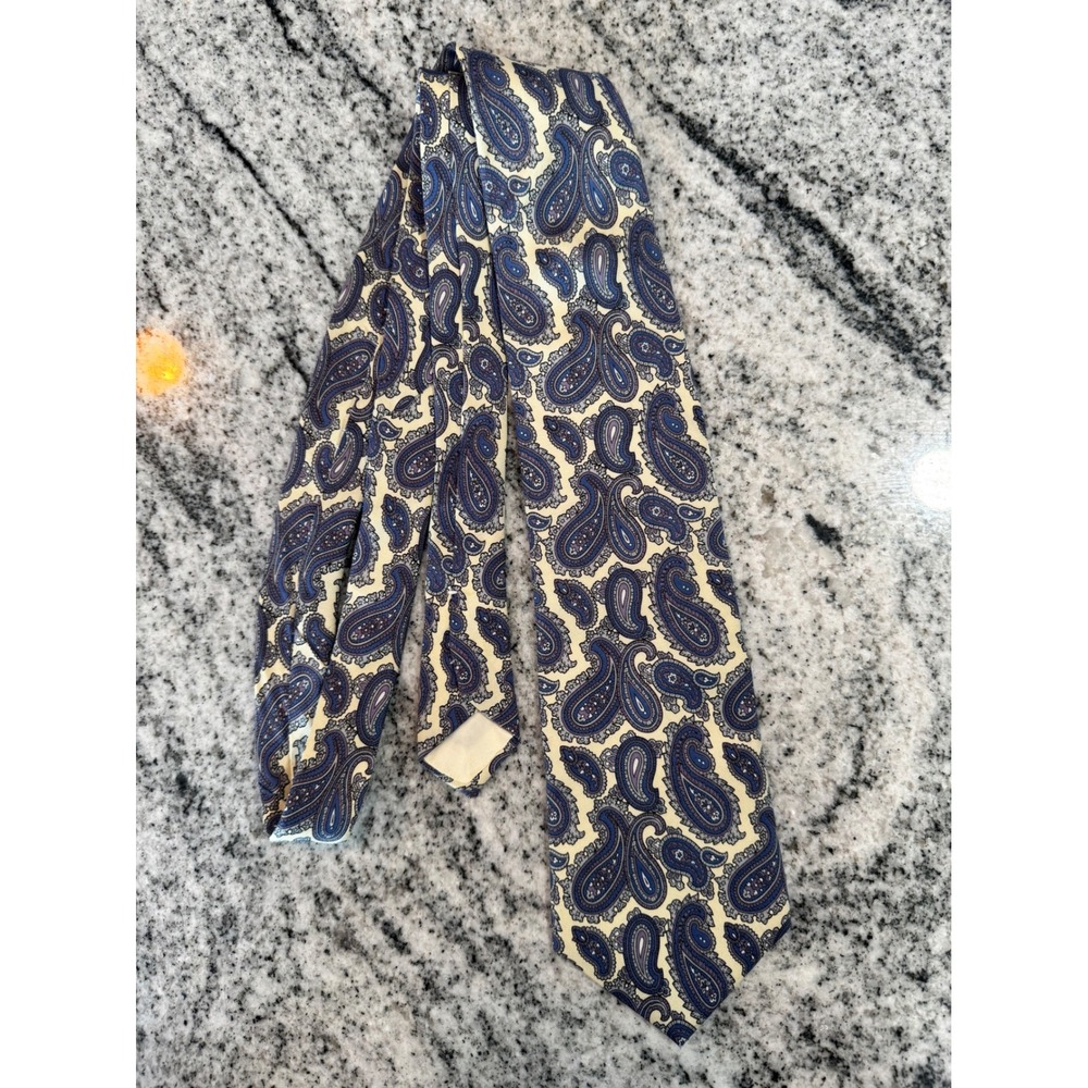 Bert Pulitzer Silk Necktie‎ Blue Paisley Pattern Classic Mens Tie